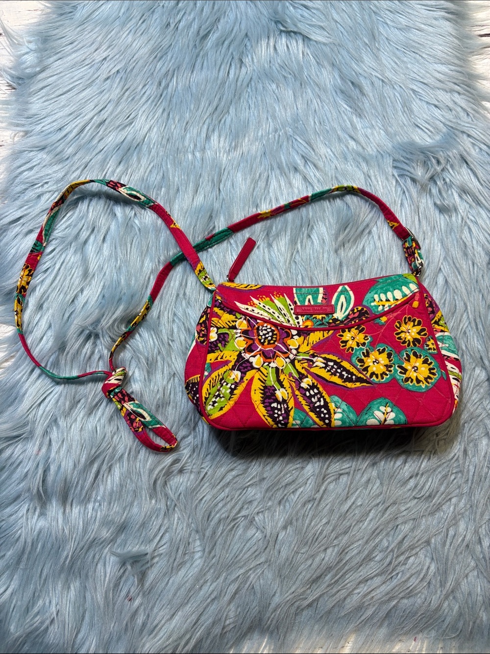 Vera Bradley Little Crossbody Purse Bag in  Pink Floral Rumba